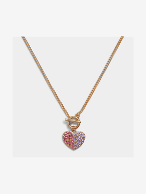 Heart Diamante Pendant Chain Necklace