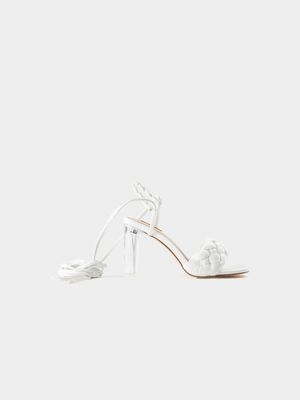 Luella Heels with Leg Tie and Woven Detail Strap