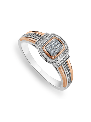 Rose Gold & Sterling Silver Diamond Cushion Ring