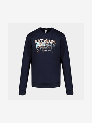 Youger Boy's Navy Graffiti Print Sweater