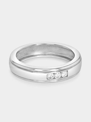 Sterling Silver Cubic Zirconia Channel Trilogy Ring