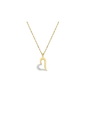 Yellow Gold & Sterling Silver Crystal SIide Heart on a Chain