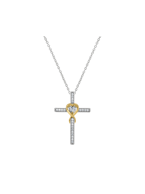 Gold Plated Sterling Silver Cubic Zirconia Faith, Hope & Love Women’s Pendant