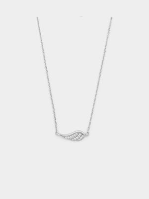Sterling Silver Cubic Zirconia Wing Pendant