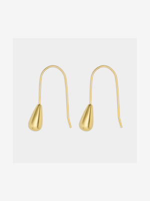 18ct Gold plated solid teardrop sheppards hook earring