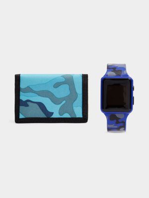 Boy's Blue Camo Wallet & Watch Gift Set