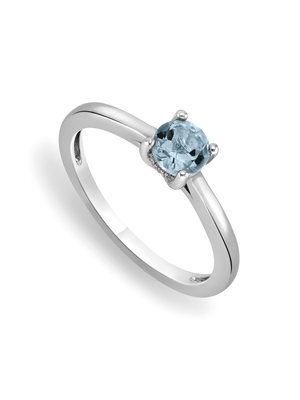 Sterling Silver Diamond & Sky Blue Topaz Birthstone Ring