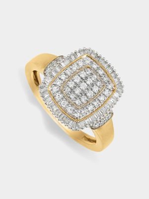 9ct Yellow Gold 0.45ct Diamond Emerald Baguette Ring