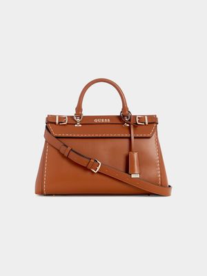 Women's Guess Brown Sestri Luxury Satchel Bag