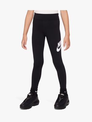 Girls Nike Sportswear Essential Futura Mid-Rise Black Leggings