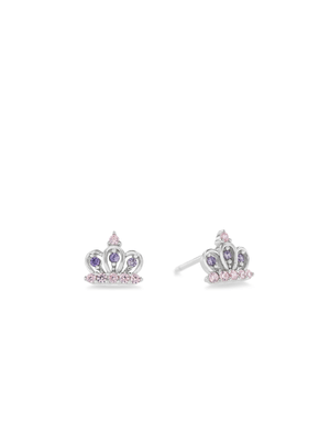 Miss Swiss Sterling Silver Pink & Purple Cubic Zirconia Princess Petite Stud Earrings