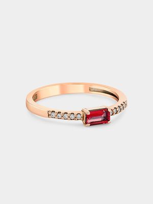 Rose Gold Lab Grown Ruby & Moissanite Women’s Emerald-Cut Ring
