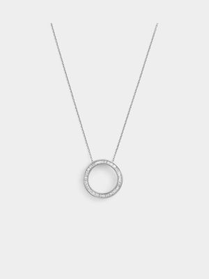 White Gold 0.25ct Diamond Baguette-Cut Circle Pendant