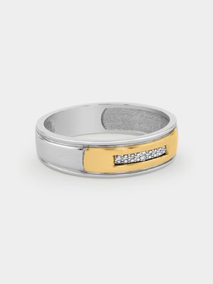 Yellow Gold & Sterling Silver Wedding Band