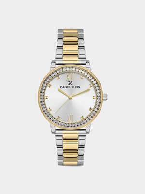Daniel Klein Gold Plated Silver Tone Dial Two-Tone Bracelet Watch