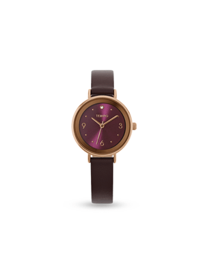 Tempo Ladies Rose Plated Berry Leather Watch