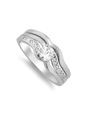 Sterling Silver Cubic Zirconia Wiggly Twinset Ring