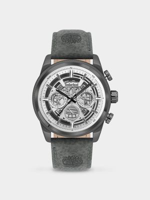 Timberland Men's Hadlock Gunmetal Plated Stainless Steel Grey Leather Chronograph Watch