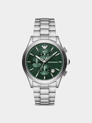 Emporio Armani Men's Green Dial & Stainless Steel Chronograph Bracelet Watch