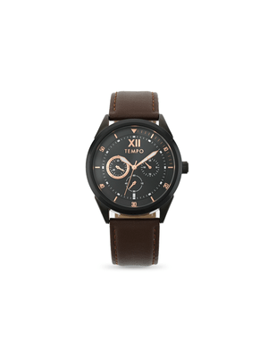 Tempo Men's Black tone Analogue Leather Watch
