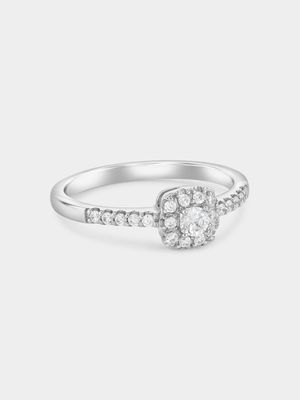 Sterling Silver 0.3ct Lab Grown Diamond Cushion Halo Ring