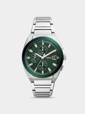 Fossil Men's Everett Green Dial & Stainless Steel Chronograph Bracelet Watch