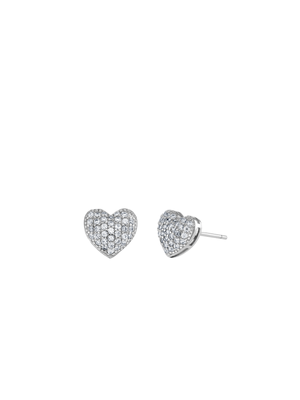 CZ Dome Heart Sterling Silver Studs