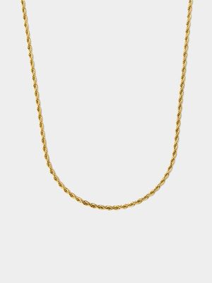 18ct Gold Plated Waterproof Stainless Steel 3mm Rope Chain 60+5cm