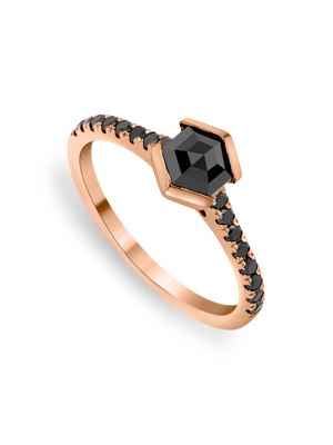 Rose Gold 0.94ct Black Diamond Hexagon Embrace Ring