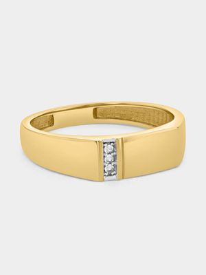 Yellow Gold Earth Grown Diamond & Created White Sapphire Vertical Trio Ring