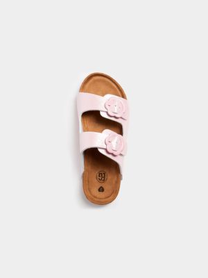 Older Girl's Pink Flower Strap Sandals