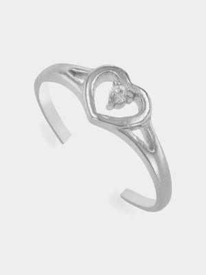 Sterling Silver & Cubic Zirconia Heart Design Toe Ring