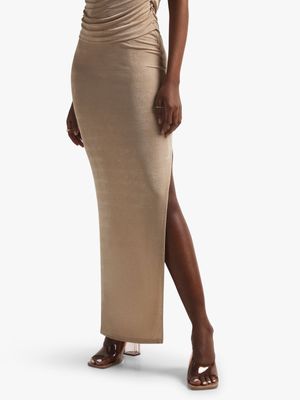 Women's Stone Co -Ord Maxi Pencil Skirt With Slit