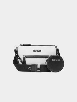 Women's Guess White Sylvester Mini Top Zip Bag