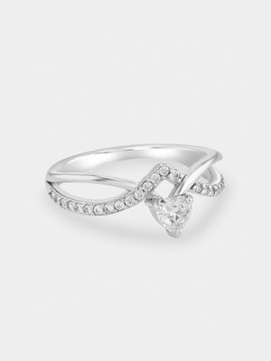 Sterling Silver Cubic Zirconia Heart Infinity Promise Ring