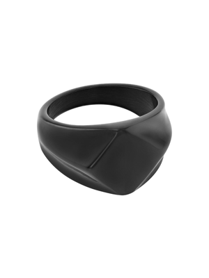 Stainless Steel Black Diamond Shape Signet Ring