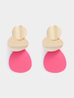Women's Gold & Pink Drop Earrings