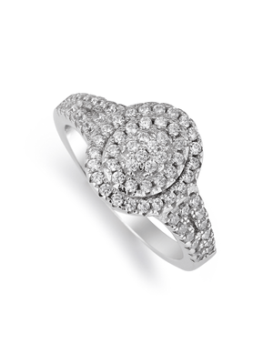 Sterling Silver & Cubic Zirconia Oval Cluster Ring