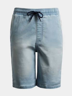 Younger Boy's Mid Blue Pull-On Denim Shorts