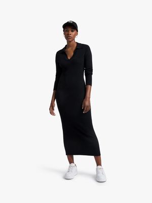 Collared Long Sleeve Column Dress