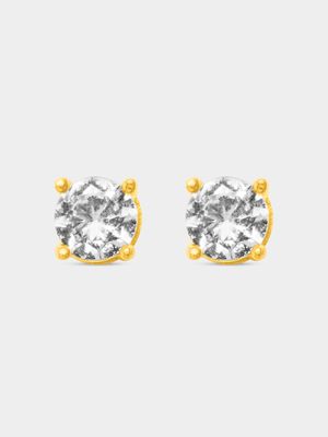 Stainless Steel 4mm Gold Plated Magnetic Stud Earrings with Centre CZ