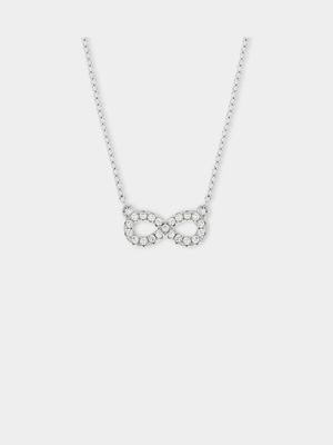 Sterling Silver Cubic Zirconia Kid's Petite Infinity Necklace