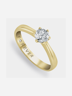 Yellow Gold 0.50ct Diamond Solitaire Forever Ring