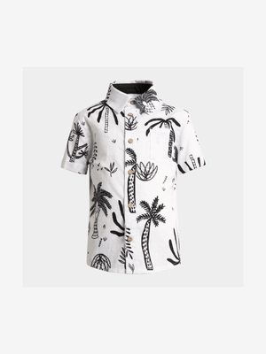 Older Boy's White Palm Tree Print Shirt