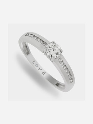 18ct White Gold & 0.39ct Diamond Channel Set Solitaire Ring