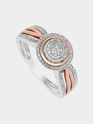 Rose Gold & Sterling Silver Round Cluster Ring
