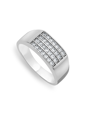 Sterling Silver Cubic Zirconia Pavé Rectangle Men’s Ring