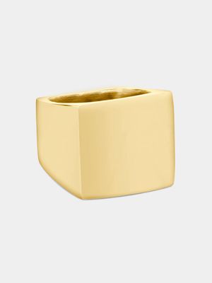 Stainless Steel Gold Plated Square Signet Ring