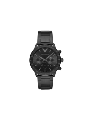 Emporio Armani Men's Black Plated Stainless Steel Chronograph Bracelet Watch