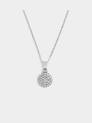 Sterling Silver Cubic Zirconia Pavé Cluster Round Pendant